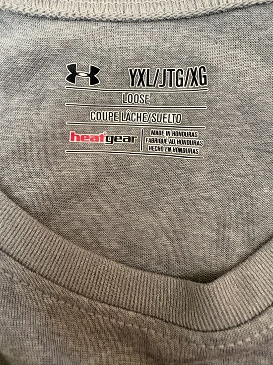 Under Armour Gray Short Sleeve Tee with Orange Logo - Picture 2 of 2